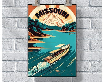 Missouri Travel Poster, Lake Of Ozarks Poster, Missouri Vintage Poster, Wall Decor, State Poster, Missouri Print, Missouri Retro Poster