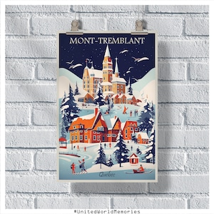 Quebec Travel Poster, Mont-Tremblant Poster, Canada Poster, Quebec Vintage Poster, Wall Decor, Canada Art, Quebec Print, Quebec Poster