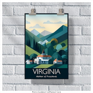 Virginia Travel Poster, Poster della madre dei presidenti, Virginia Vintage Poster, Wall Decor, State Poster, Virginia Print,Virginia Retro Poster