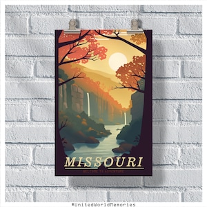 Poster di viaggio del Missouri, poster di benvenuto nel Missouri, poster vintage del Missouri, decorazione della parete, poster dello stato, stampa del Missouri, poster retrò del Missouri