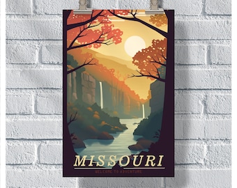 Missouri Travel Poster, Welcome To Missouri Poster, Missouri Vintage Poster, Wall Decor, State Poster, Missouri Print, Missouri Retro Poster