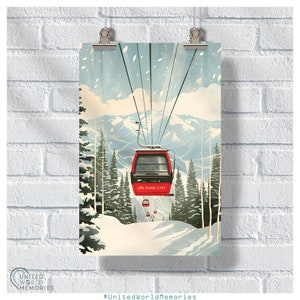 Park City Ski Lift Poster, Ski Resort Utah Print, Snowboarding Wandkunst