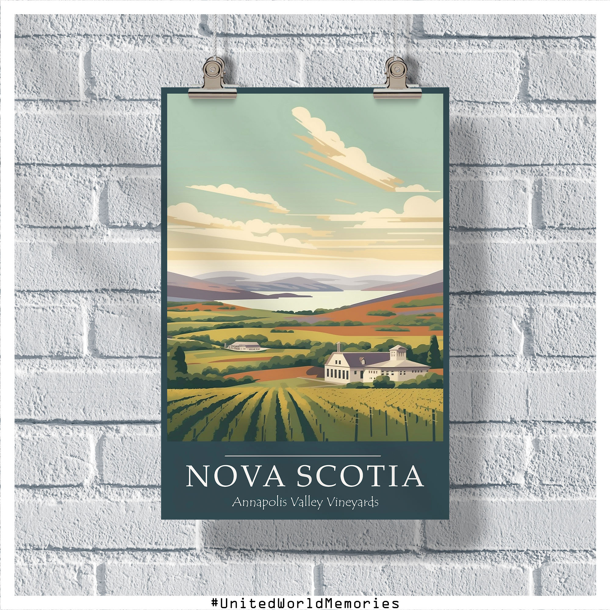 Nova Scotia Travel Poster, Annapolis Valley Vineyards Poster, Canada Poster, Nova Scotia Vintage Poster, Wall Decor, Canada Art, NS Poster