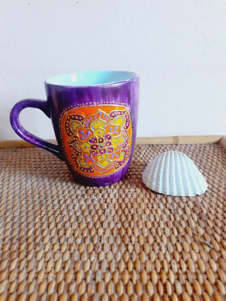 Mug Mandala Violet /Orange