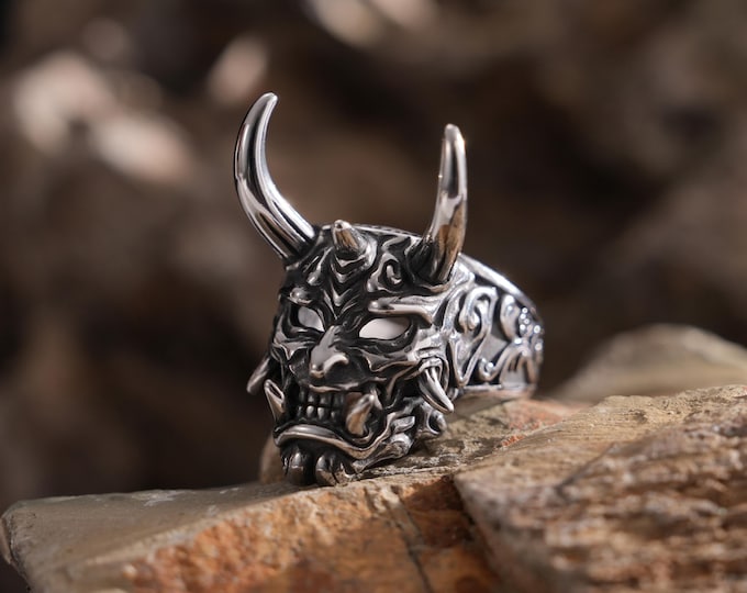 Hanya Devil Skull Demon Gothic Punk Fashion Jewelry Gifts Motorhead Ring, Stainless Steel Ring, Skull Ring, Biker Ring, Unique Punk Ring