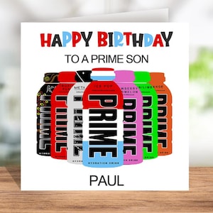 Personalised Prime Birthday Card, Prime Bottles, Personalised, Prime hydration birthday card, Prime card, Son, Niece, Newphew, Daughter