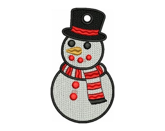 FSL Snowman Charm Embroidery Design - 4 Sizes, Freestanding Lace Earring Embroidery Pattern, Christmas FSL Pendant Embroidery Design