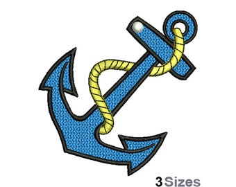 FSL Anchor Machine Embroidery Design - 3 Sizes, Freestanding Lace Earring Embroidery Pattern, FSL Nautical Rope Ornament Embroidery Design