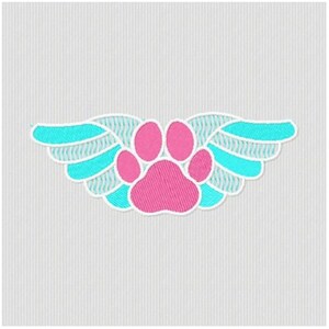 Dog Paw Wings Machine Embroidery Design - Angelic Pawprint Embroidery Pattern, Pet Memorial Digital Download