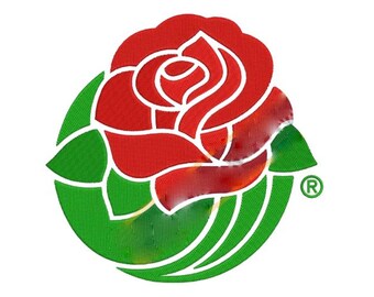 Rose mit Blättern - Stickdatei, rote Rose Silhouette, rote Rose, Stickdatei