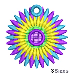 FSL Flower Machine Embroidery Design - 3 Sizes, Freestanding Lace Earring Embroidery Pattern, FSL Floral Ornament Embroidery Design