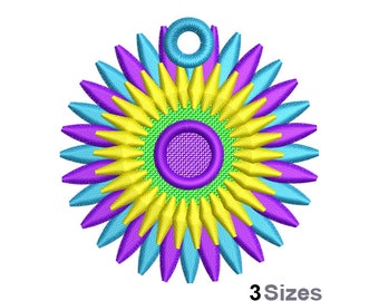 FSL Flower Machine Embroidery Design - 3 Sizes, Freestanding Lace Earring Embroidery Pattern, FSL Floral Ornament Embroidery Design