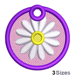 FSL Daisy Machine Embroidery Design - 3 Sizes, Freestanding Lace Earring Embroidery Pattern, FSL Floral Ornament Embroidery Design