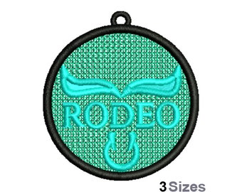FSL Rodeo Machine Embroidery Design - 3 Sizes, Freestanding Lace Earring Embroidery Pattern, FSL Horseshoe Ornament Embroidery Design
