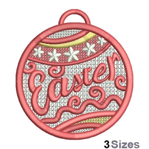 FSL Easter Ornament - Machine Embroidery Design - 3 Sizes, Freestanding Lace Earring Embroidery Pattern, FSL Easter Embroidery Design