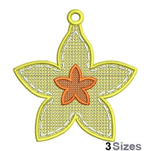 FSL Yellow Daffodil - Machine Embroidery Design - 3 Sizes, Freestanding Lace Earring Embroidery Pattern, FSL Flower Ornament Embroidery