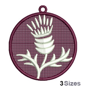 FSL Thistle Flower Machine Embroidery Design - 3 Sizes, Freestanding Lace Earring Embroidery Pattern, FSL Floral Silhouette Ornament Design