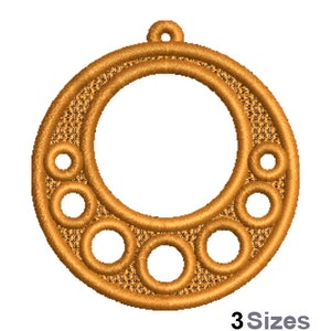 FSL Decorated Circles Machine Embroidery Design - 3 Sizes, Freestanding Lace Earring Embroidery Pattern, FSL Round Ornament Embroidery