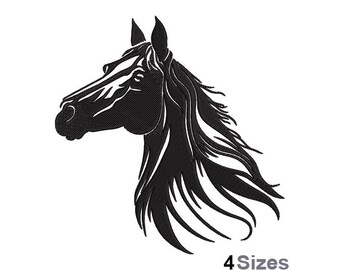 Horse Head - Machine Embroidery Design - 4 Sizes, Horse Silhouette Embroidery Design