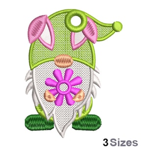 FSL Bunny Gnome Machine Embroidery Design - 3 Sizes, Freestanding Lace Earring Embroidery Pattern, FSL Flower Gnome Embroidery Design
