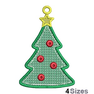 FSL Christmas Tree - Machine Embroidery Design - 3 Sizes, Freestanding Lace Earring Embroidery Pattern, FSL Xmas Ornament Embroidery Design