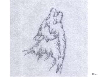 Wolf Howling Line Art Machine Embroidery Design - Wolf Head Outline Embroidery Pattern, Wildlife Embroidery Design, Digital Download