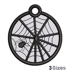 FSL Halloween Spinne Maschinenstickerei, Freistehende Spitze Ohrring Stickmuster, FSL Spinnennetz Ornament Stickerei
