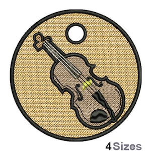 FSL Violin Machine Embroidery Design - 3 Sizes, Freestanding Lace Earring Embroidery Pattern, FSL Musical Instrument Ornament Embroidery