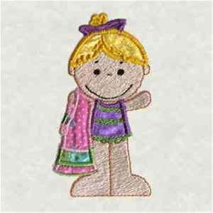 Cute Girl Doll With Towel Machine Embroidery Design - Digital Download, Blonde Girl Embroidery Pattern, Smiling Child Embroidery Design