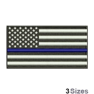 Police Blue Line Flag - Machine Embroidery Design - 3 Sizes, law Enforcement Flag Embroidery Design, Thin Blue Line Embroidery Pattern