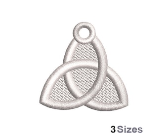 Symbole de la Trinité FSL - motif de broderie Machine - 3 tailles, motif de broderie boucle d'oreille dentelle autoportant, broderie noeud triquetra celtique FSL