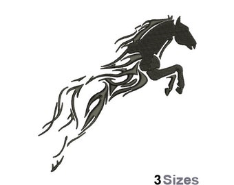 Mustang Horse - Machine Embroidery Design - 3 Sizes, Jumping Horse Embroidery Pattern, Horse Silhouette Embroidery Design