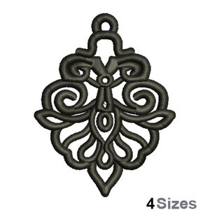 FSL Fancy Decoration Machine Embroidery Design - 4 Sizes, Freestanding Lace Earring Embroidery Pattern, FSL Ornament Embroidery Design