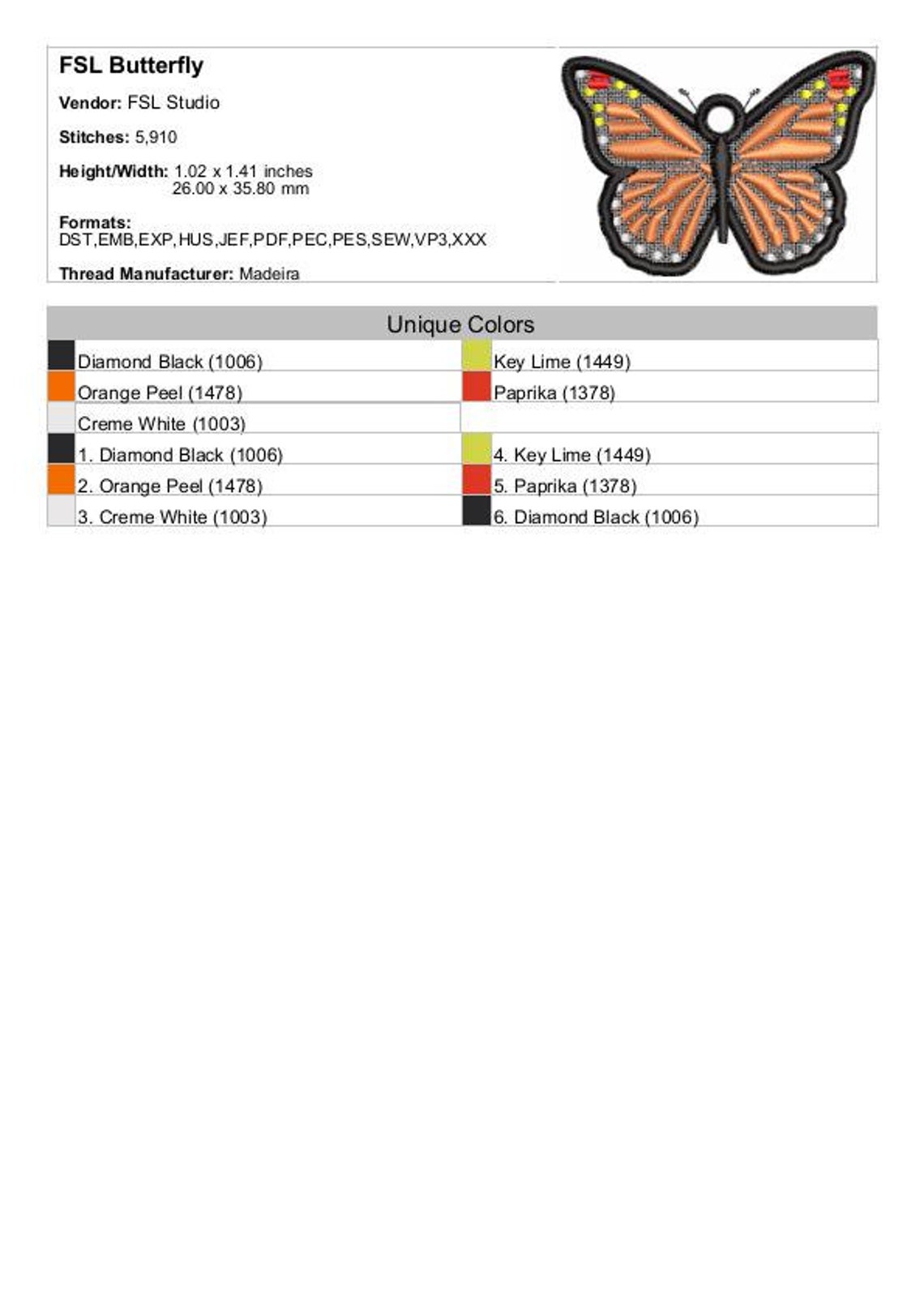 FSL Monarch Butterfly Machine Embroidery Design 3 Sizes Etsy