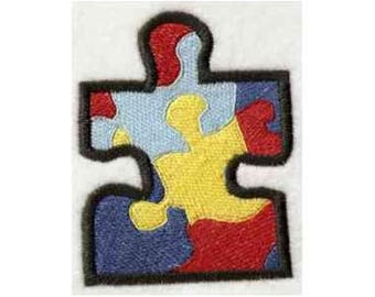Puzzle Piece Machine Embroidery Design Download, Jigsaw Puzzle Embroidery Design, Autism Awareness Symbol Embroidery Design