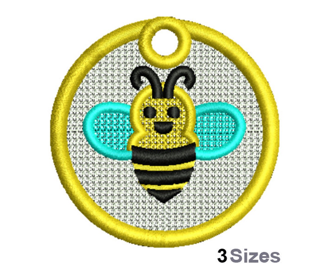 FSL Bumblebee Machine Embroidery Design 3 Sizes, Freestanding Lace Earring Embroidery Pattern