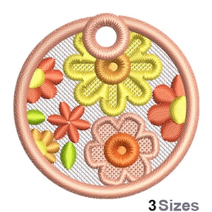 FSL Daisies Machine Embroidery Design - 3 Sizes, Freestanding Lace Floral Earring Embroidery Pattern, FSL Flower Ornament Embroidery Design