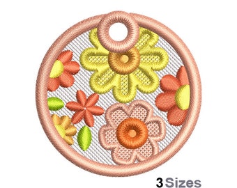 FSL Daisies Machine Embroidery Design - 3 Sizes, Freestanding Lace Floral Earring Embroidery Pattern, FSL Flower Ornament Embroidery Design