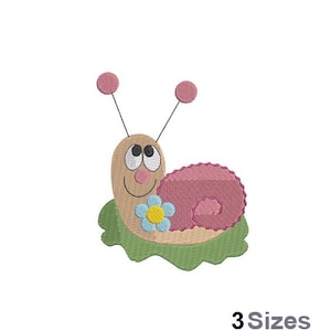 Adorable Snail - Machine Embroidery Design - 3 Sizes, Floral Snail Embroidery Pattern, Cute Snail Embroidery Design