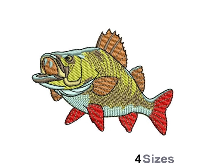 Perch Fish - Machine Embroidery Design - 4 Sizes, Perch Embroidery ...