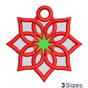 FSL Floral Mandala Machine Embroidery Design - 3 Sizes, Freestanding Lace Earring Embroidery Pattern, FSL Floral Ornament Embroidery Design
