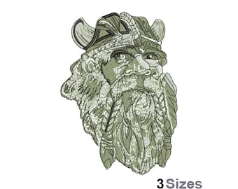 Viking Head - Machine Embroidery Design - 3 Sizes, Viking Man Embroidery Pattern, Norsemen Embroidery, Scandinavian Design, Viking Pirate