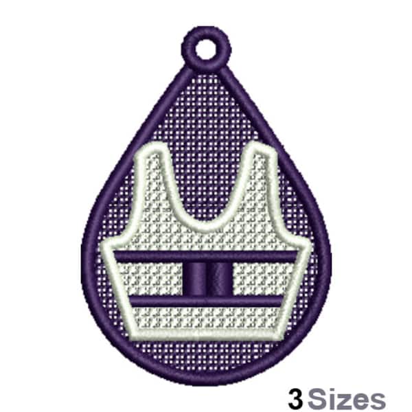 FSL Bulletproof Vest Machine Embroidery Design - 3 Sizes, Freestanding Lace Earring Embroidery Pattern, FSL Police Vest Teardrop Ornament
