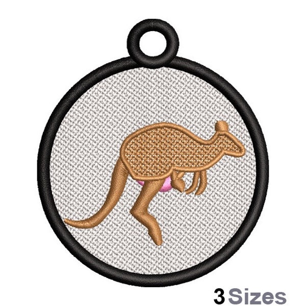 FSL Kangaroo - Machine Embroidery Design - 3 Sizes, Freestanding Lace Earring Embroidery Pattern, FSL Animal Ornament Embroidery Design