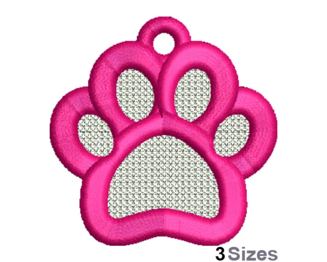 FSL Dog Paw Print Machine Embroidery Design 3 Sizes, Freestanding Lace
