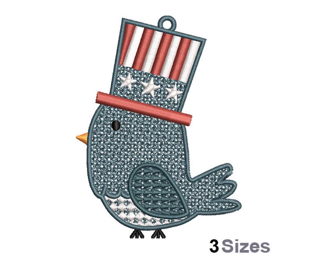 FSL Patriotic Bird - Machine Embroidery Design - 3 Sizes, Freestanding ...