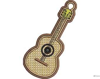 Acoustic Guitar Machine Embroidery Design - 4 Sizes, Spanish Guitar Embroidery Design, Musical Instrument Digital Pattern