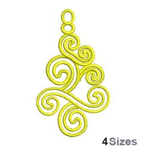 Diseño de bordado a máquina FSL Swirls (4 tamaños), patrón de bordado para aretes con espiral de encaje independiente, diseño de bordado para adorno decorativo FSL
