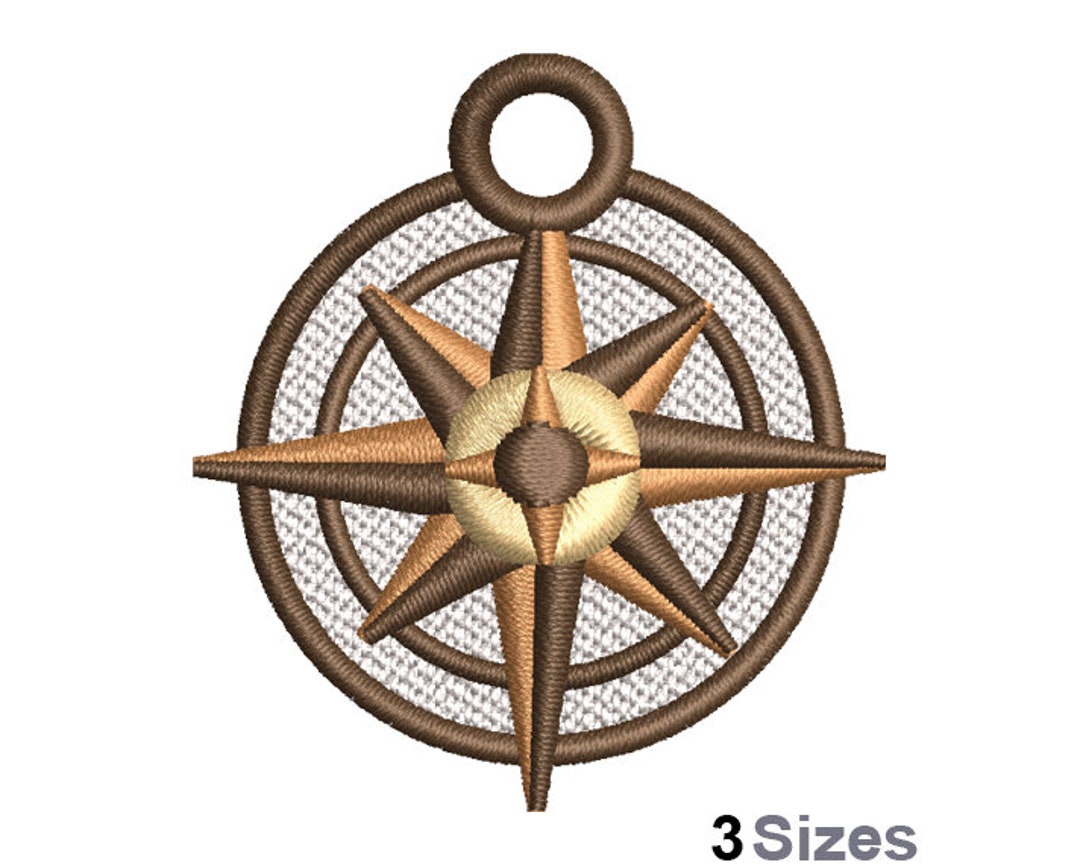 FSL Compass Machine Embroidery Design 3 Sizes, Freestanding Lace