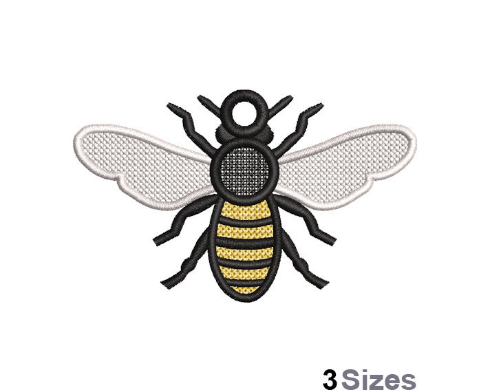 FSL Bee Machine Embroidery Design - 3 Sizes, Freestanding Lace Earring Embroidery Pattern, FSL Bumblebee Ornament Embroidery Design